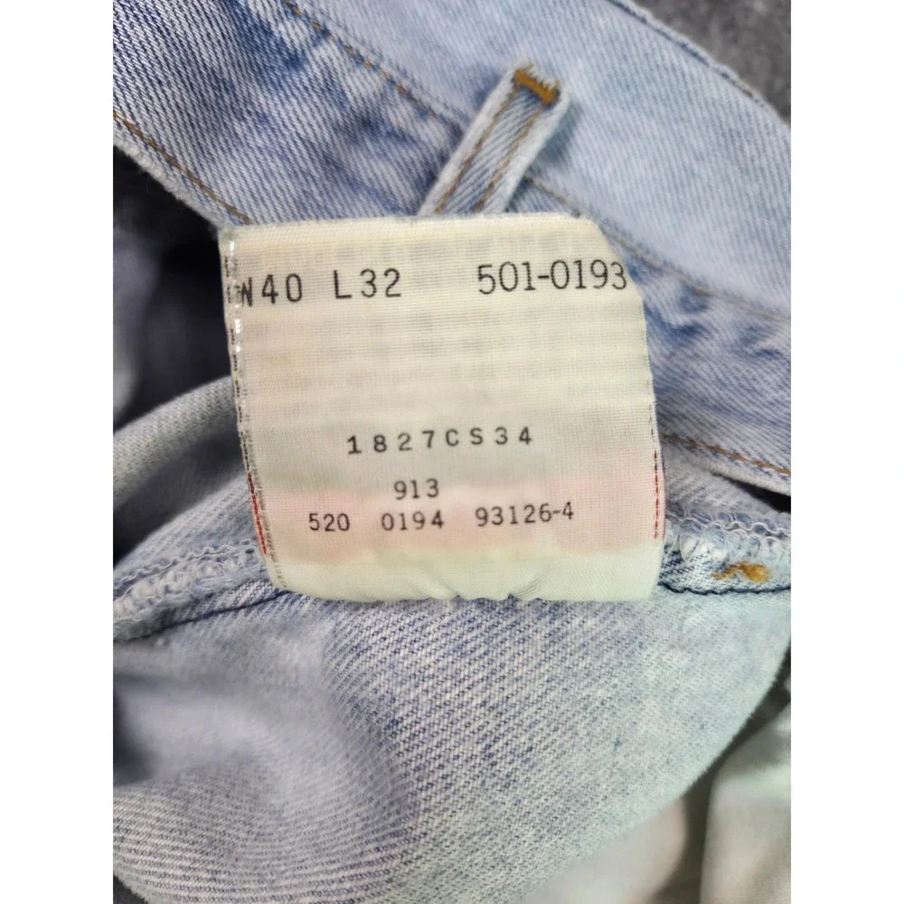 Vintage 90s Levi's 501 Jeans Mens 40x32 Light Wash Denim Made in USA Distressed